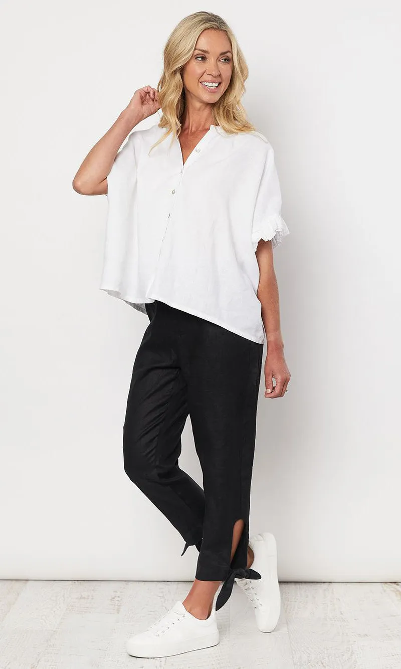 Linen Shirt Frilled Sleeve, More Colours