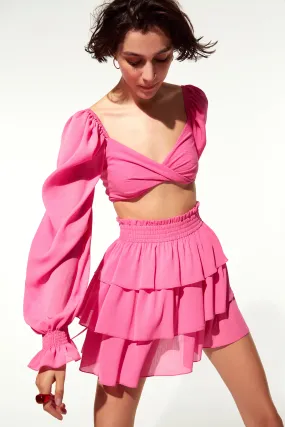 Lolly Tie Back Top in Hot Pink