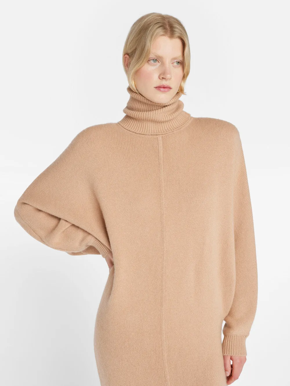 Long Cashmere Dolman Dress -- Blush