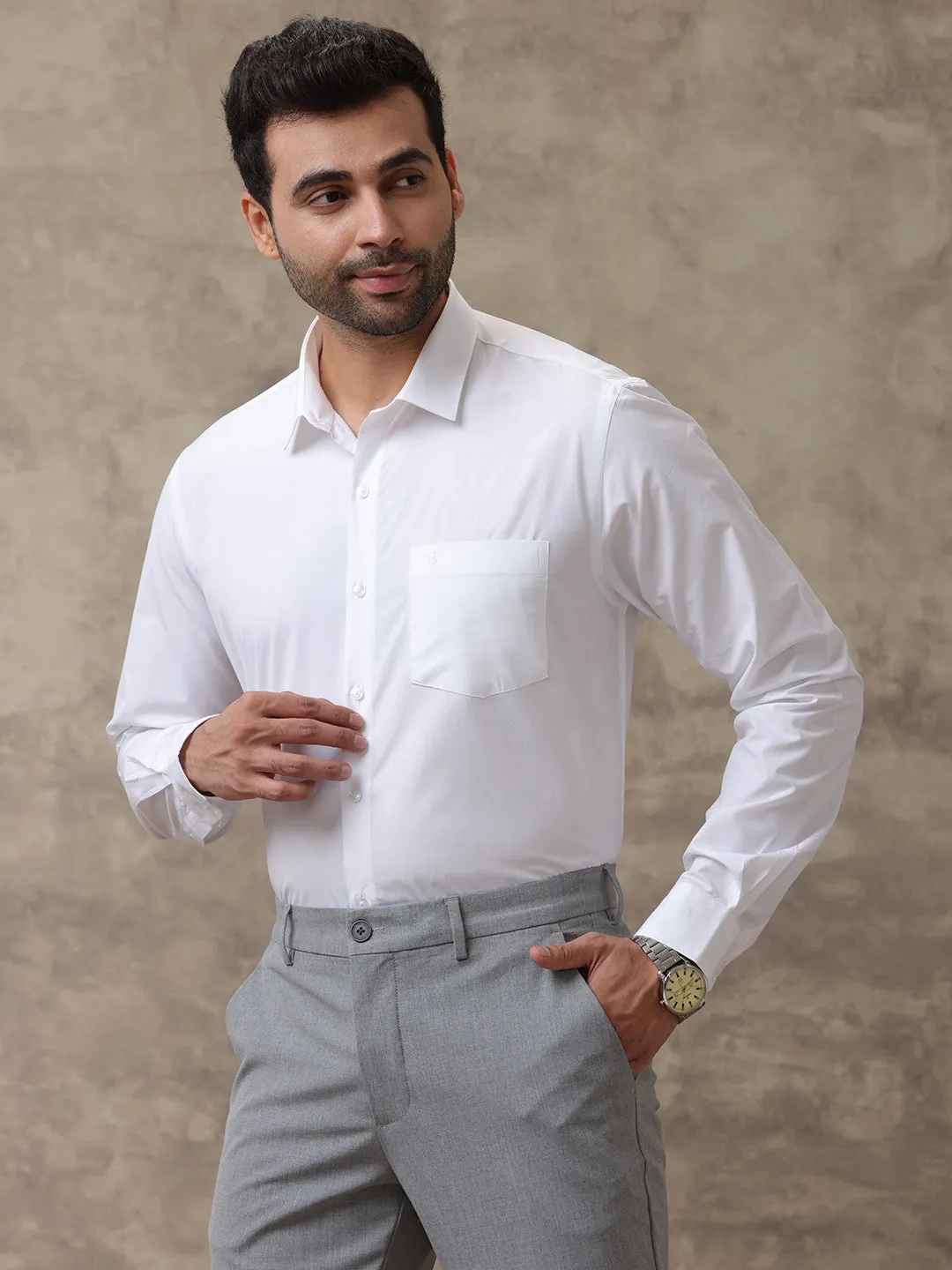 Men Premium Cotton White Shirt - Ultimate R7
