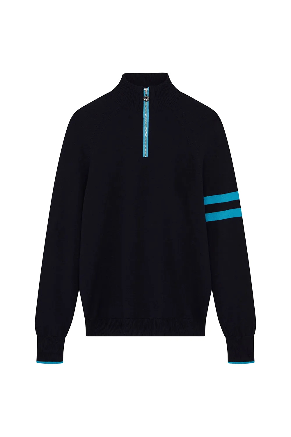 Mens Birdie 14 zip Jumper in Navy & Turquoise