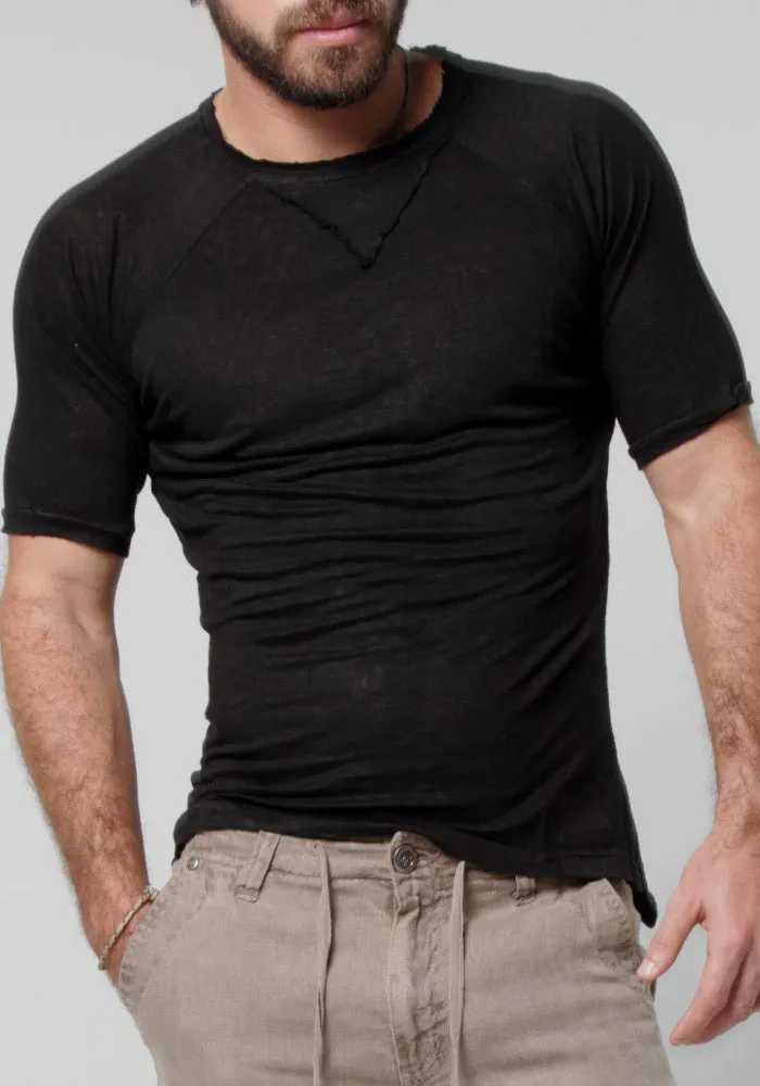 Men's Linen Jersey Short Sleeve Shirt | Comfortable and Stylish Linen T-Shirt for Men, Item #1103-S