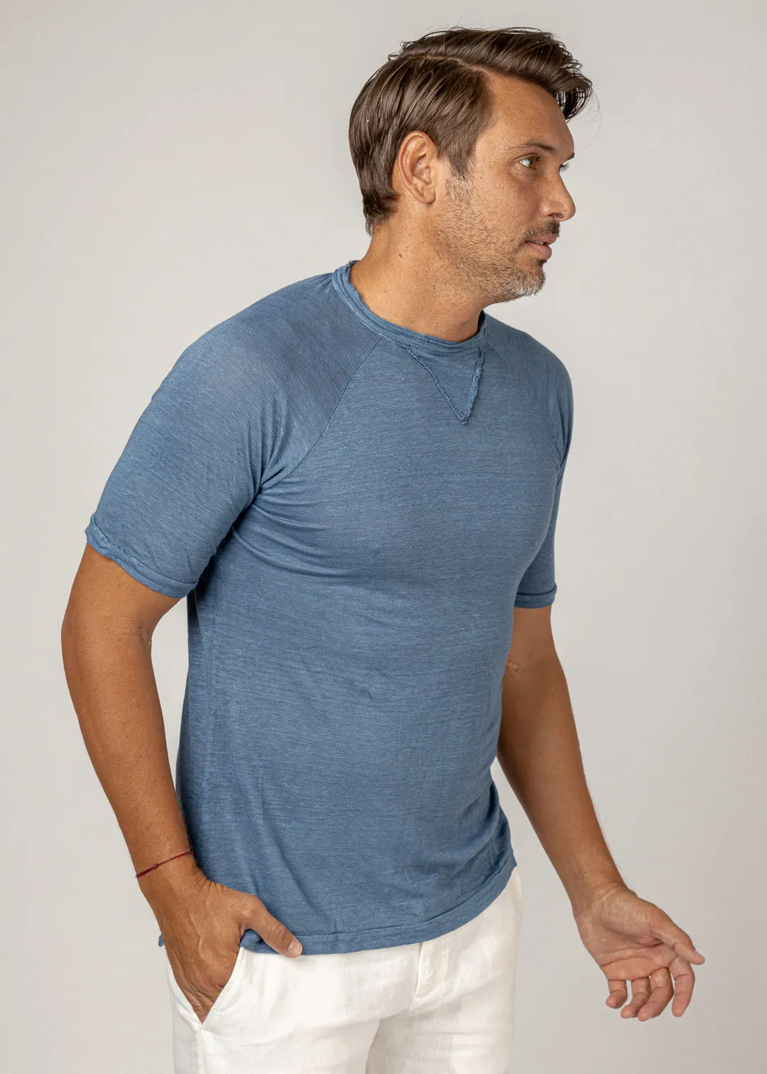 Men's Linen Jersey Short Sleeve Shirt | Comfortable and Stylish Linen T-Shirt for Men, Item #1103-S