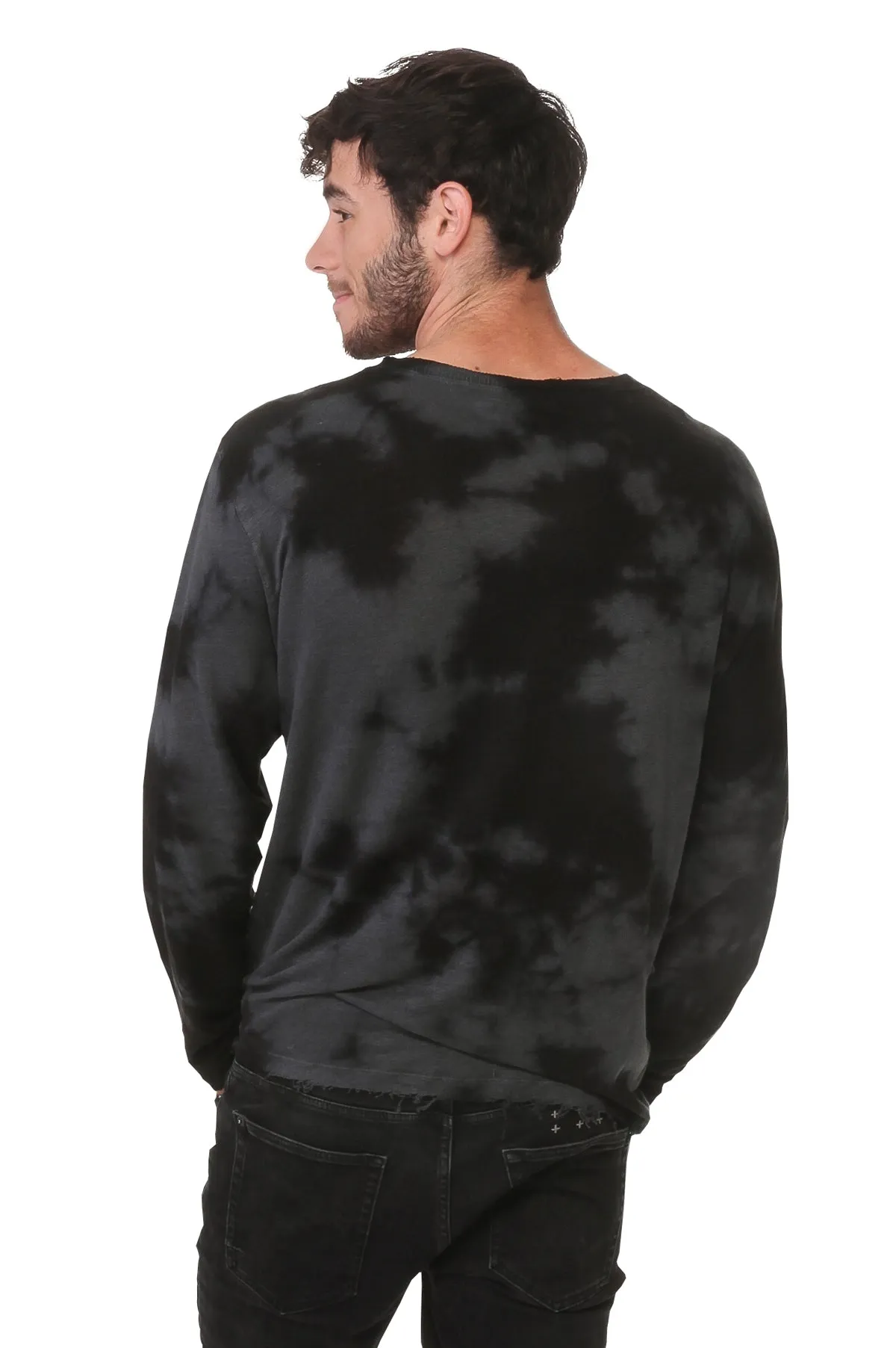 Men’s Long Sleeves Aquarelle Linen Crew Neck Tee