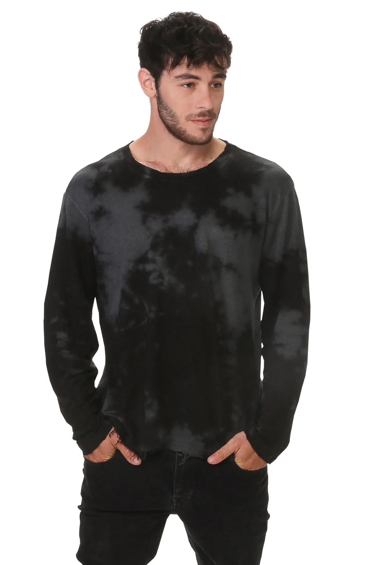 Men’s Long Sleeves Aquarelle Linen Crew Neck Tee