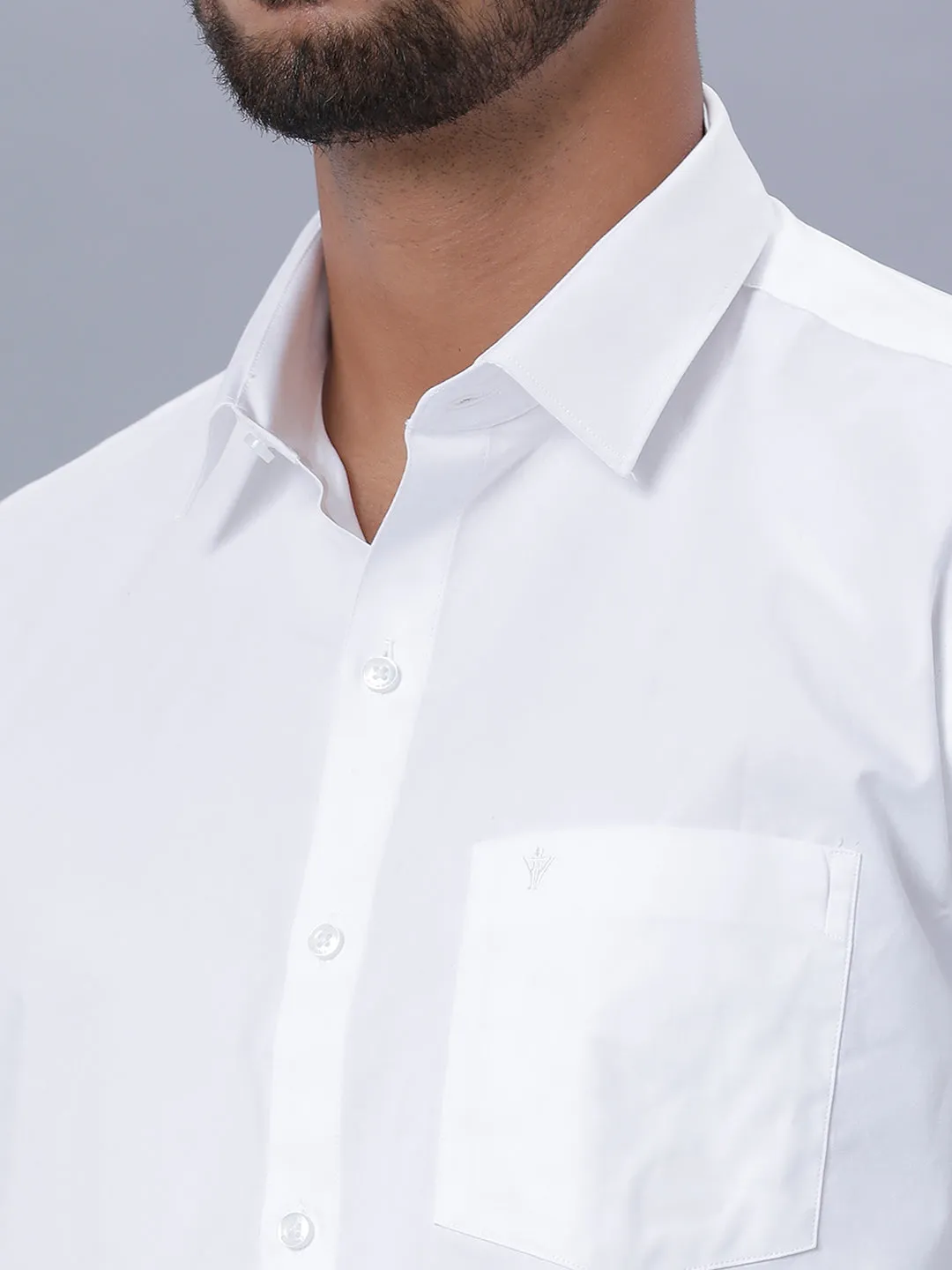 Mens Pure Cotton White Shirt with 1'' Gold Jari Double Dhoti Combo