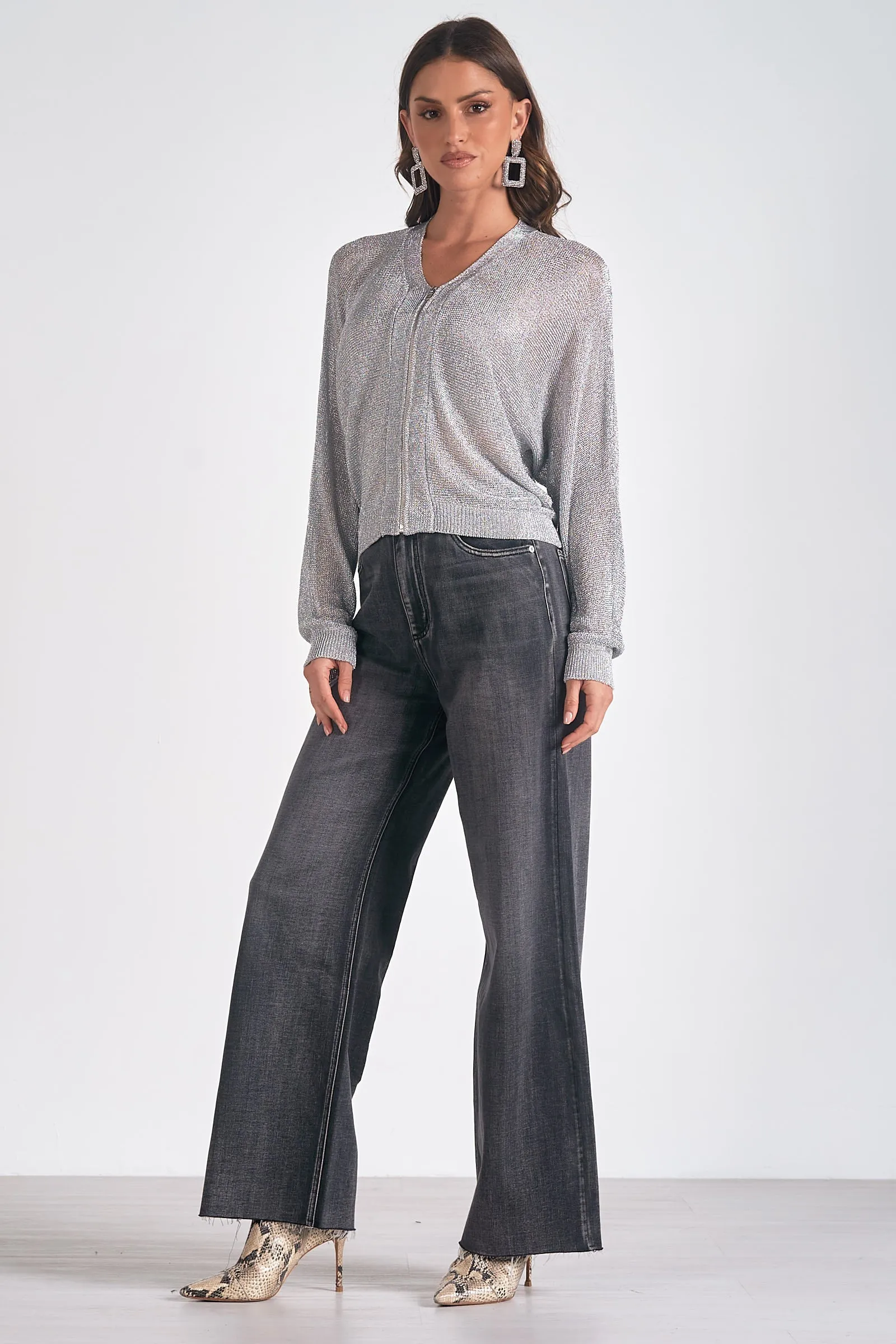 Mesh Zip Up Sweater