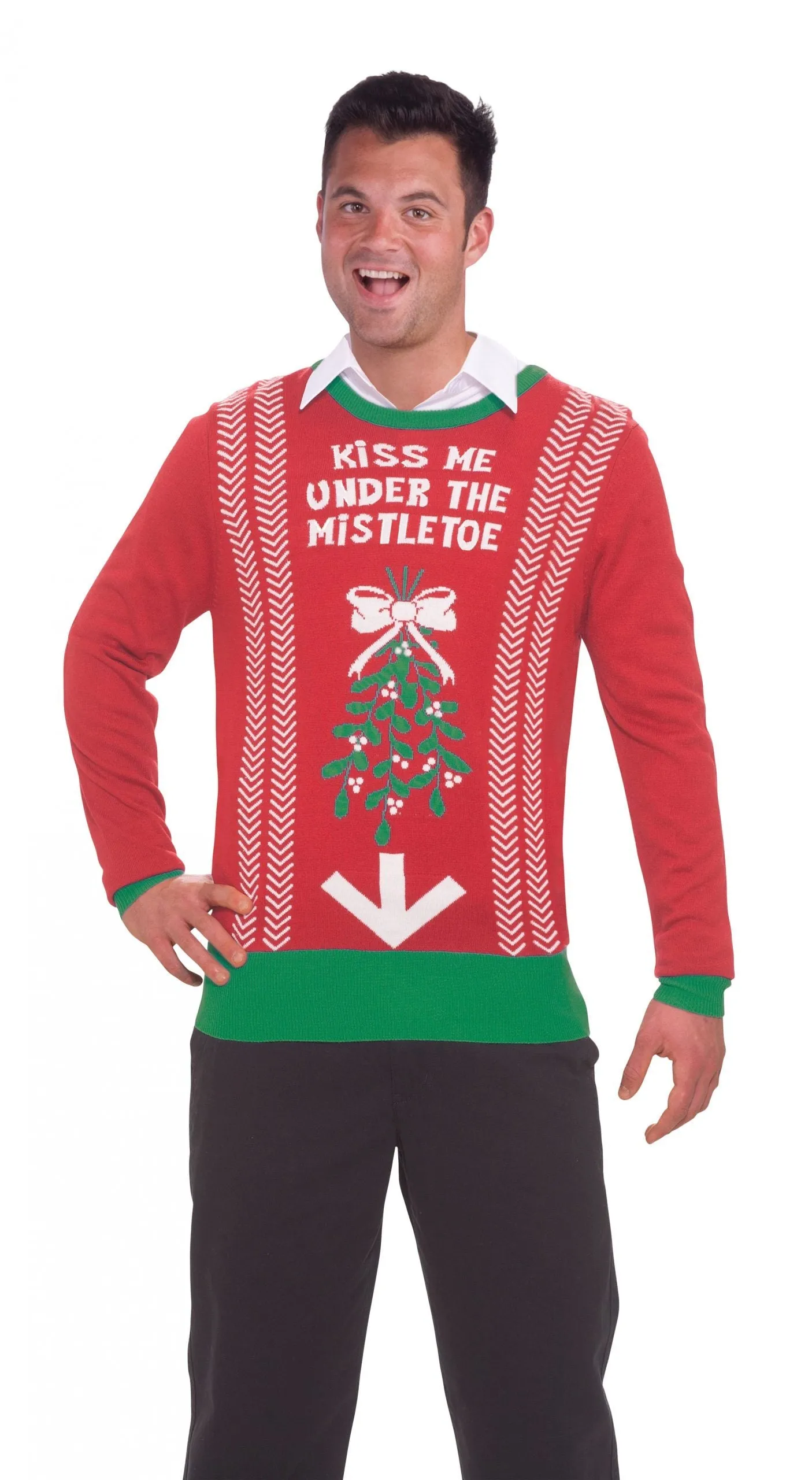 Mistletoe Sweater Adult Red Christmas Jumper