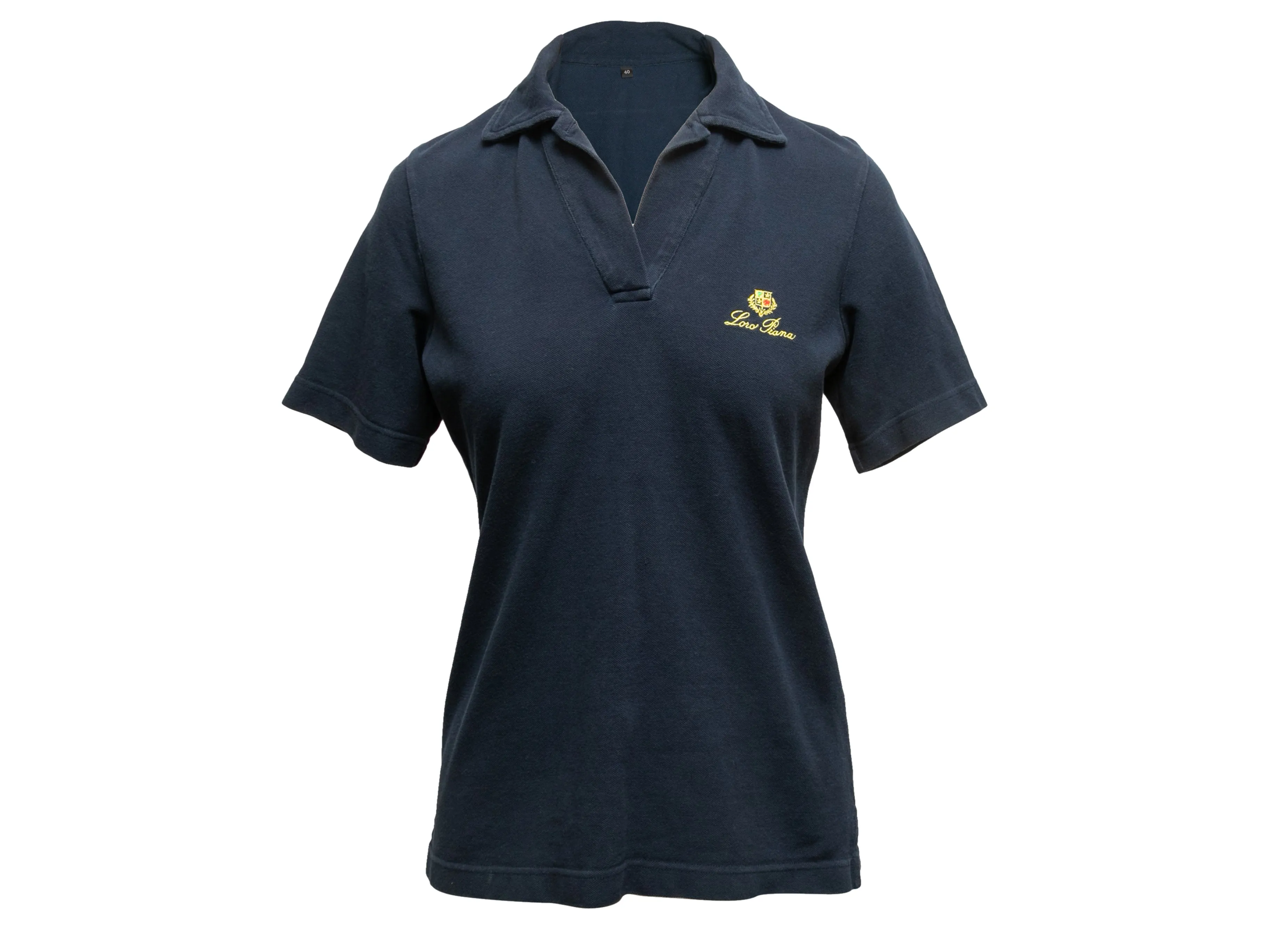 Navy Loro Piana Short Sleeve Polo Shirt Size IT 40