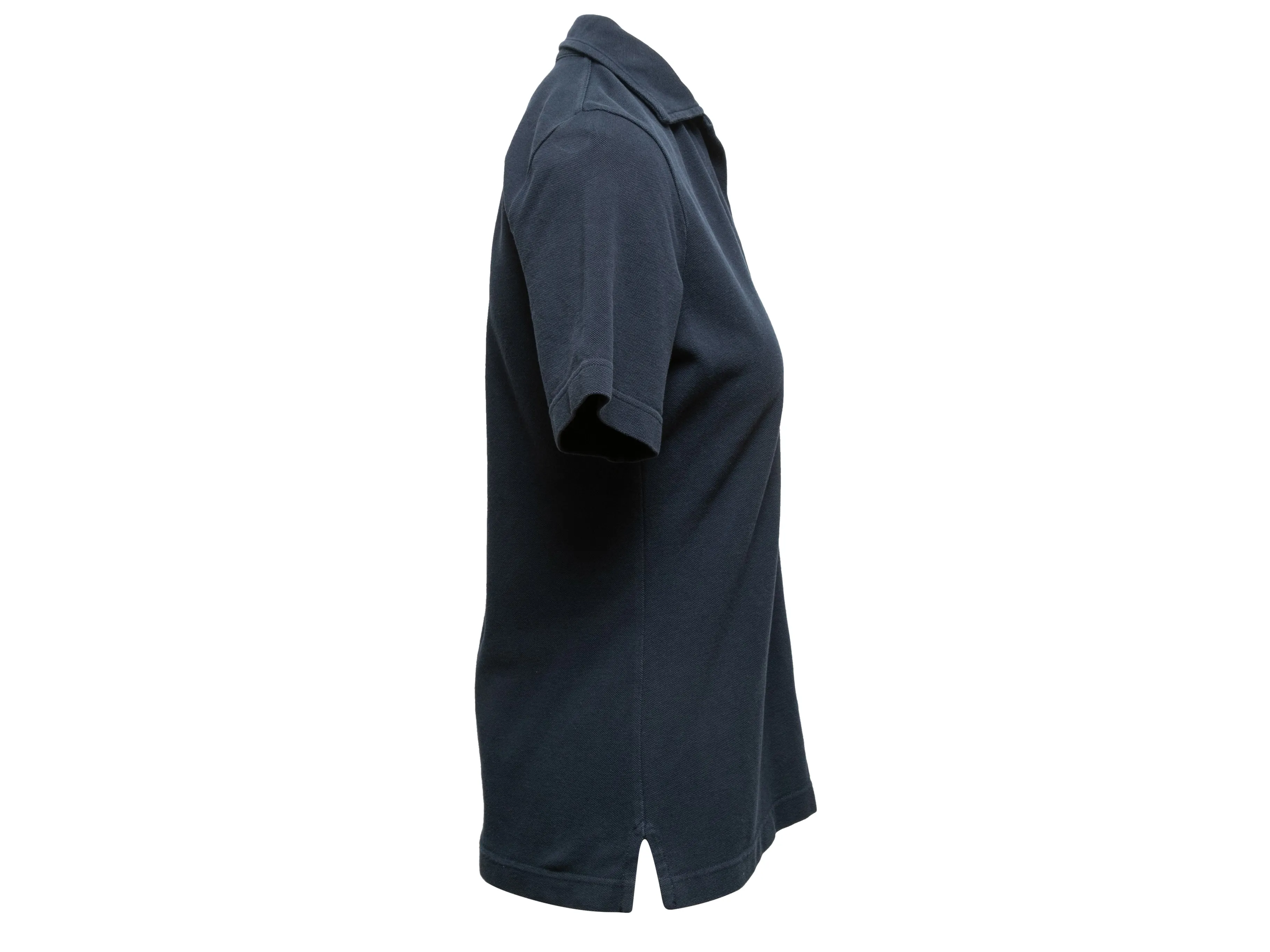Navy Loro Piana Short Sleeve Polo Shirt Size IT 40