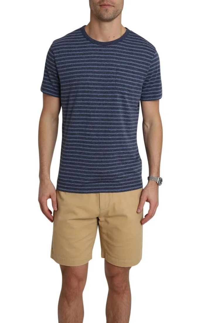 Navy Striped Linen TriBlend Tee