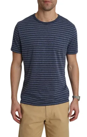 Navy Striped Linen TriBlend Tee