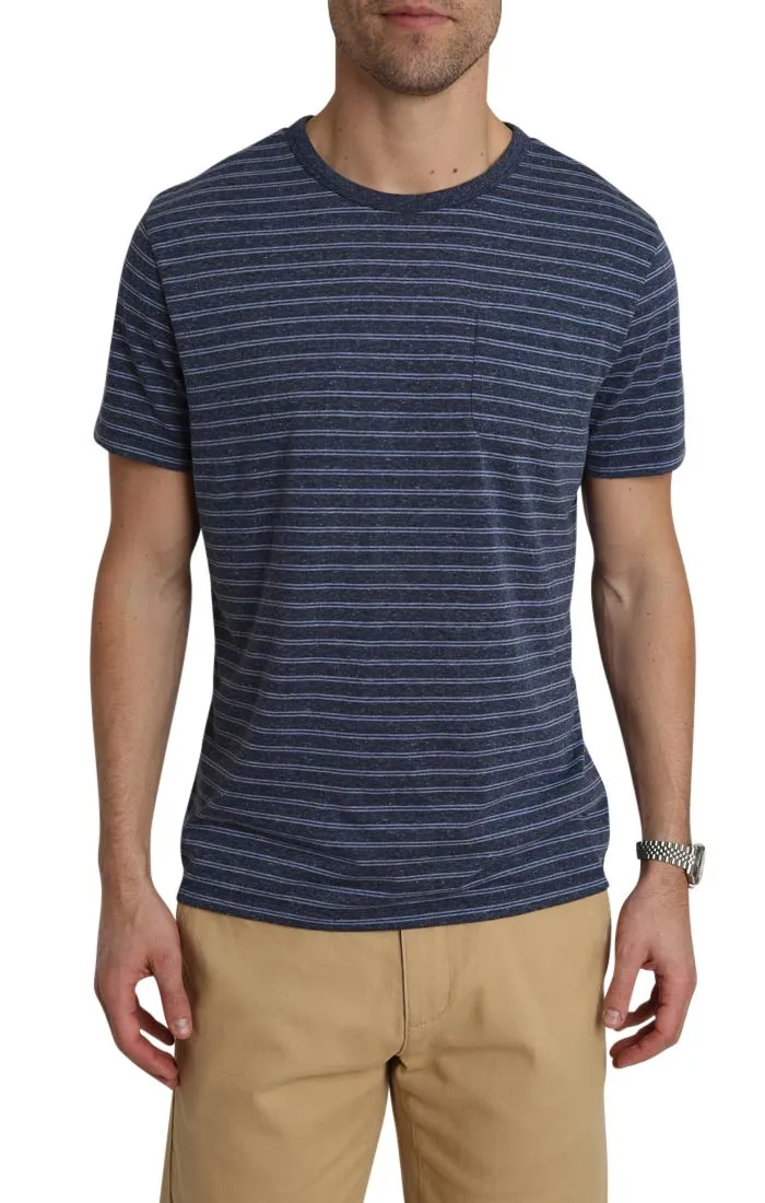 Navy Striped Linen TriBlend Tee