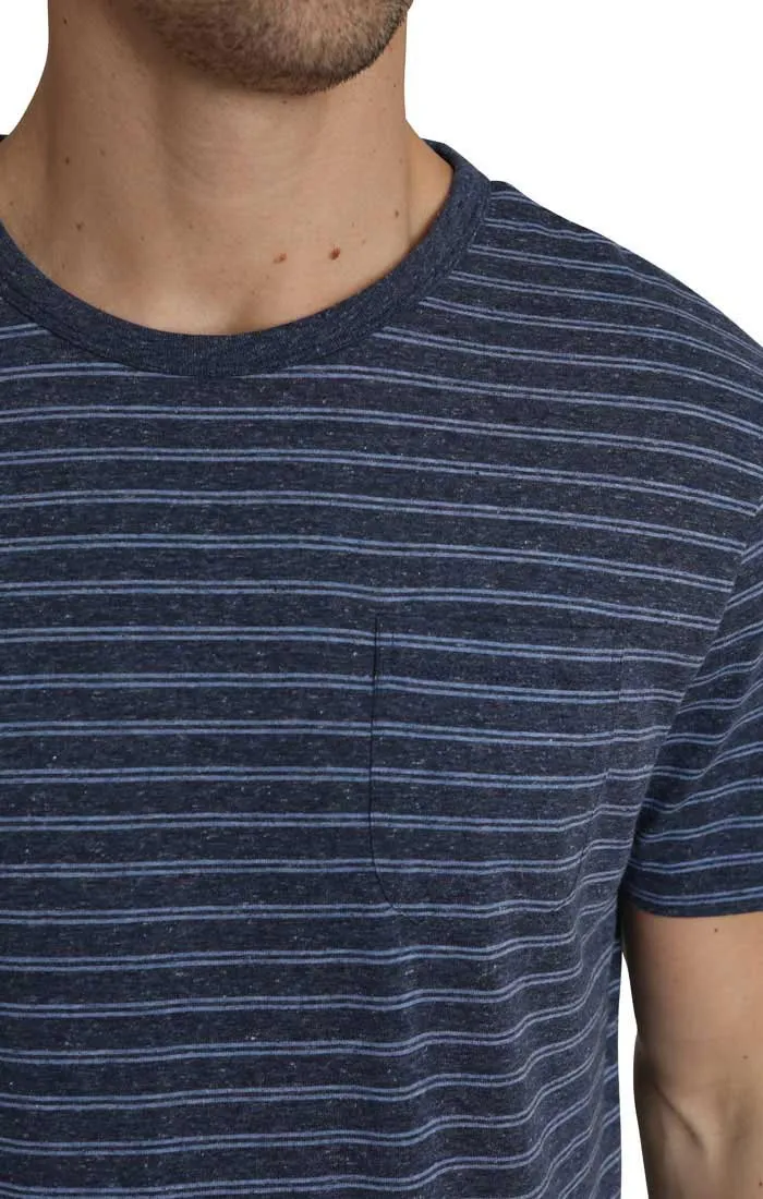 Navy Striped Linen TriBlend Tee