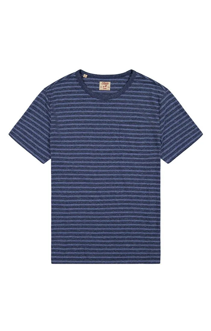Navy Striped Linen TriBlend Tee