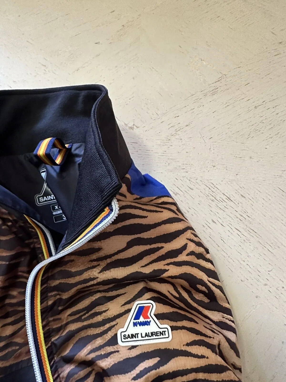 New Saint Laurent K-Way tiger bomber Track jacket Black/Red/Tiger Size XL
