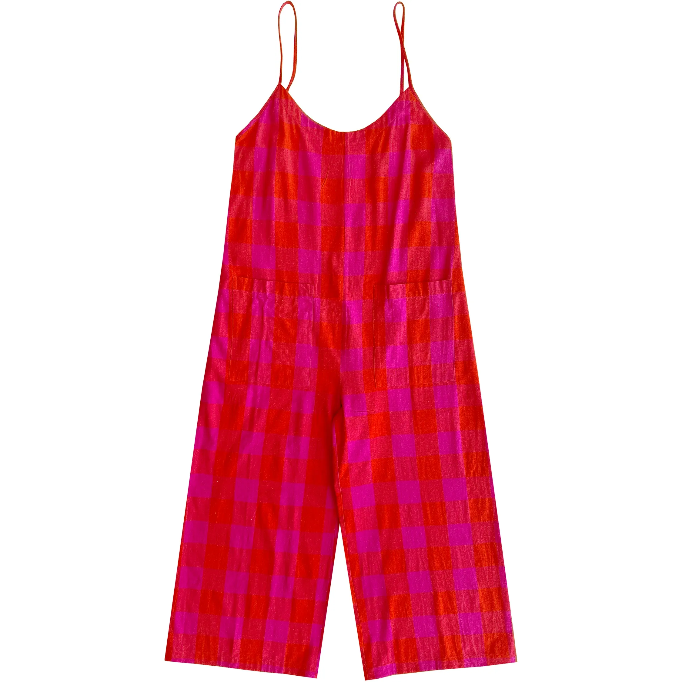 PATCH POCKET JUMPER - POPPY/PINK PLAID