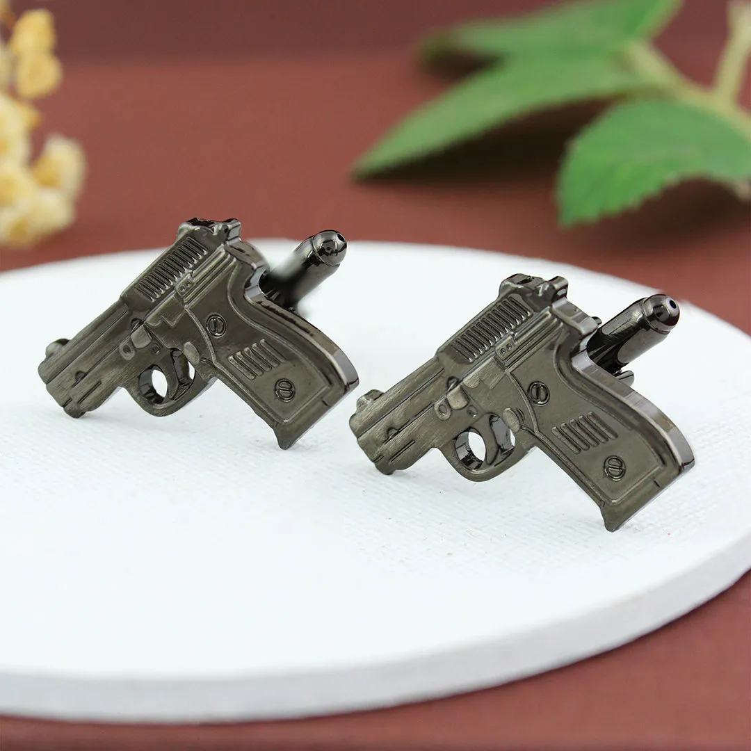 Peluche Gangsta Grey Rhodium Plated Shirt Cufflinks for Men