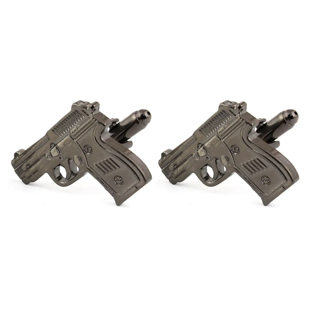 Peluche Gangsta Grey Rhodium Plated Shirt Cufflinks for Men