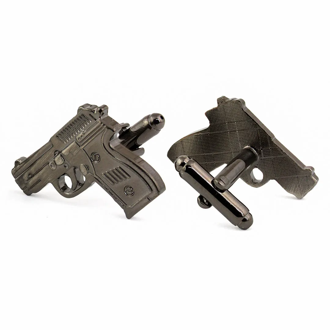 Peluche Gangsta Grey Rhodium Plated Shirt Cufflinks for Men