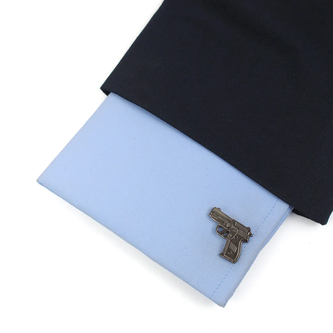 Peluche Gangsta Grey Rhodium Plated Shirt Cufflinks for Men