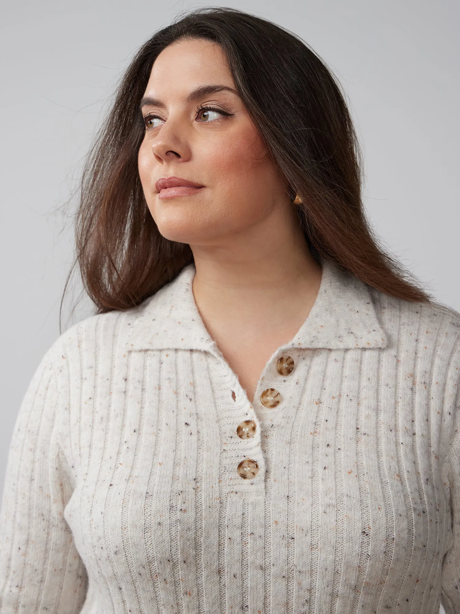 Plus Long Sleeve Polo Sweater Dress