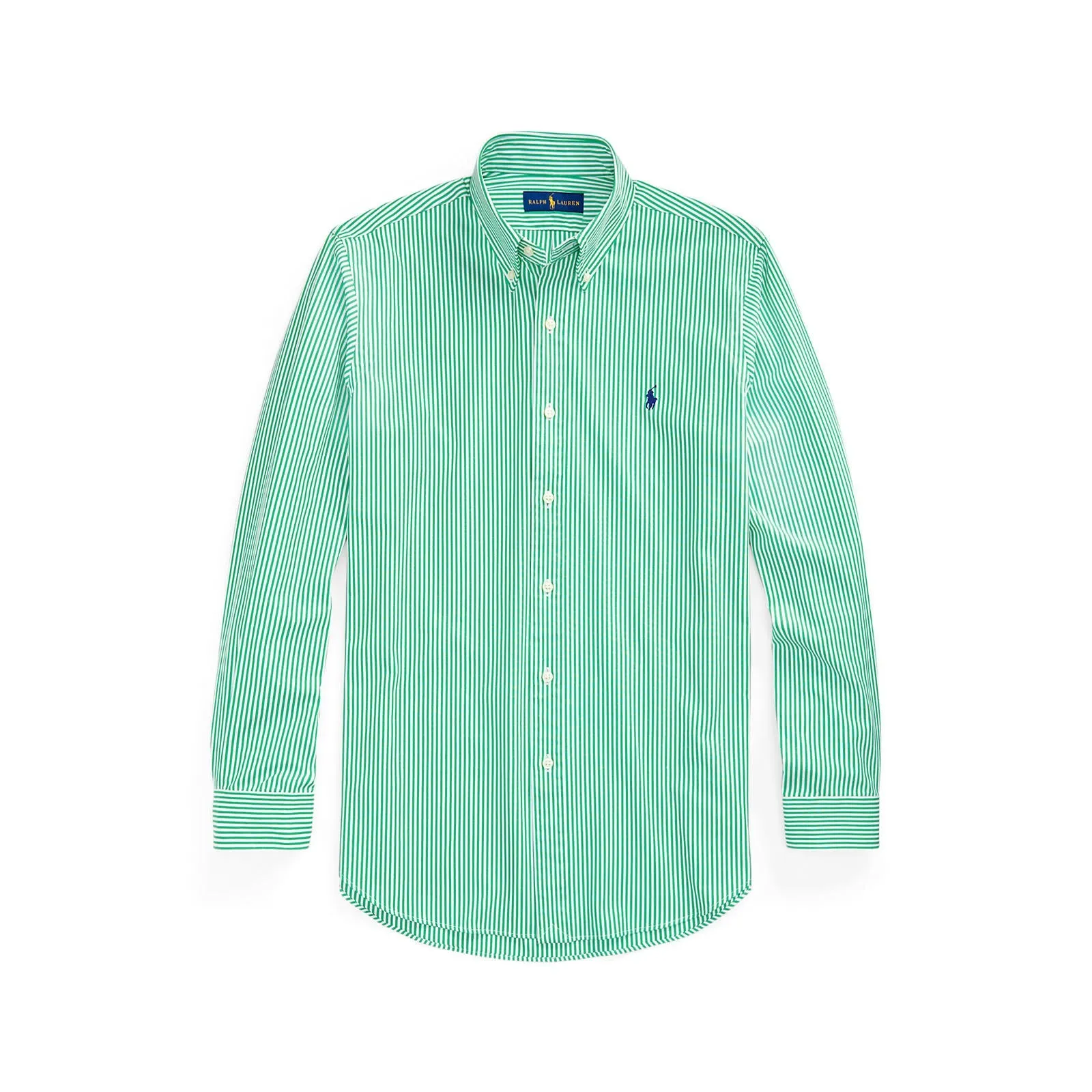 Poplin Stretch Shirt - Stripe - Golf Green/White