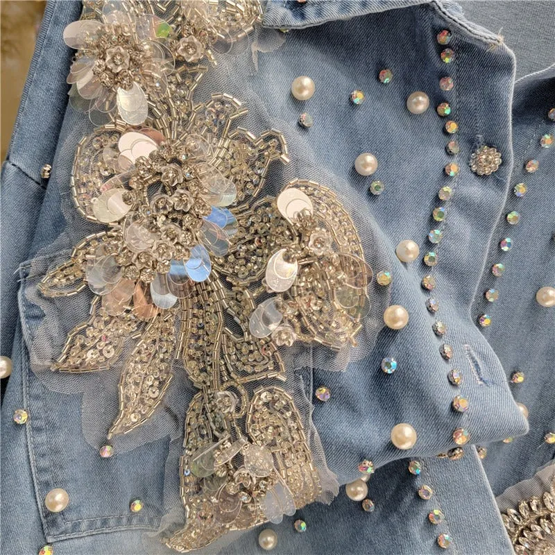 Pre Order:  Floral Single Breasted Denim Shirt