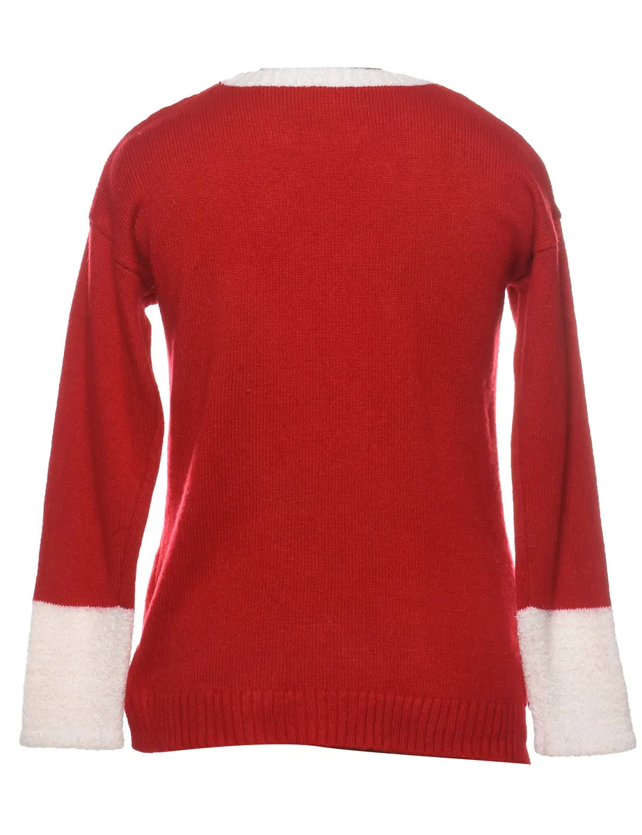 Pug Design Knit Christmas Jumper - M