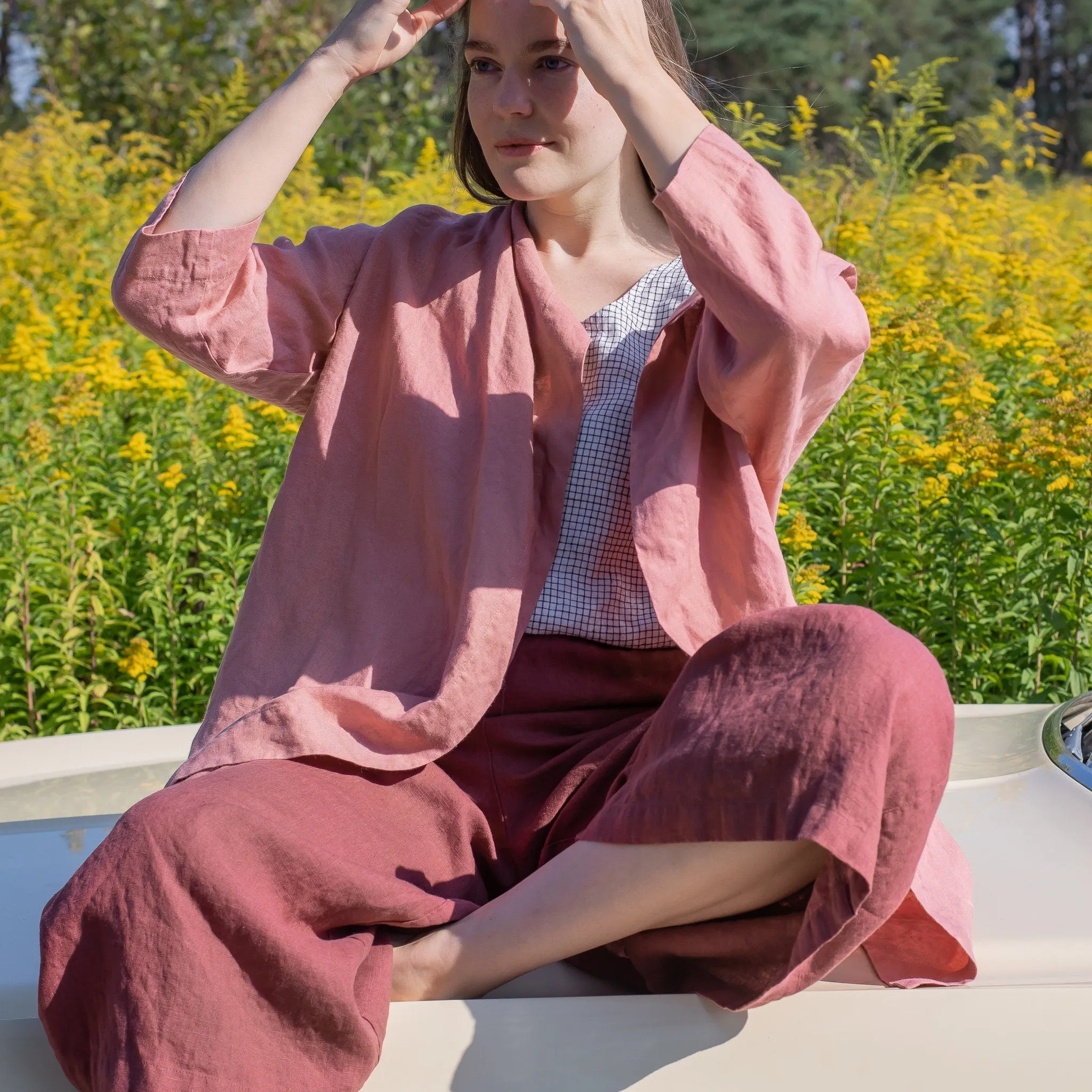 R: Maxi WELS wide leg linen pants (Size: XS; Color: Oat Milk)