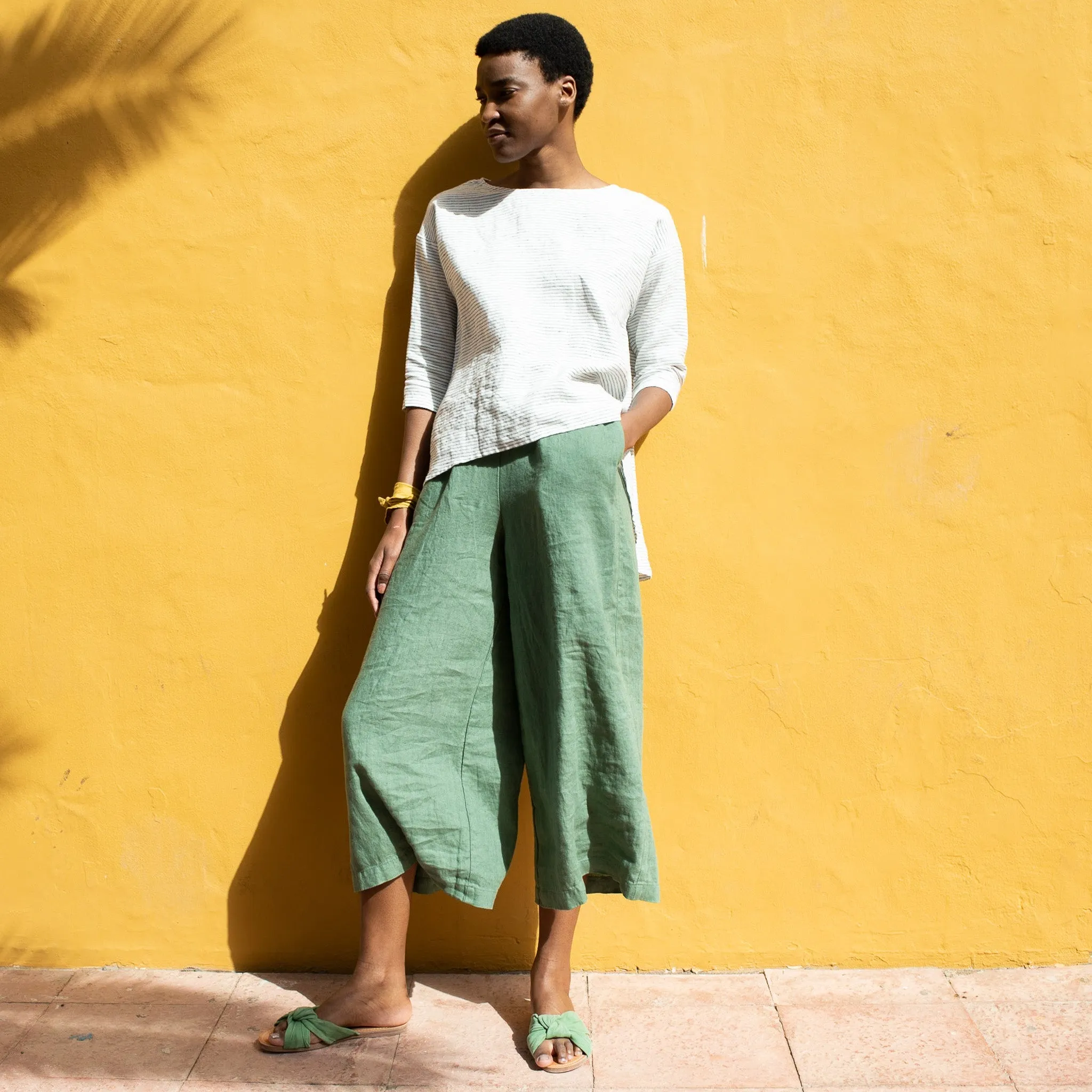 R: Maxi WELS wide leg linen pants (Size: XS; Color: Oat Milk)