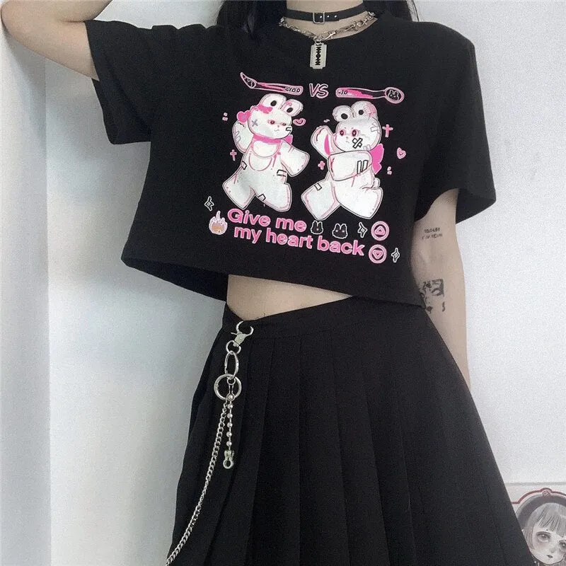 Rabbit VS Heart Crop Top
