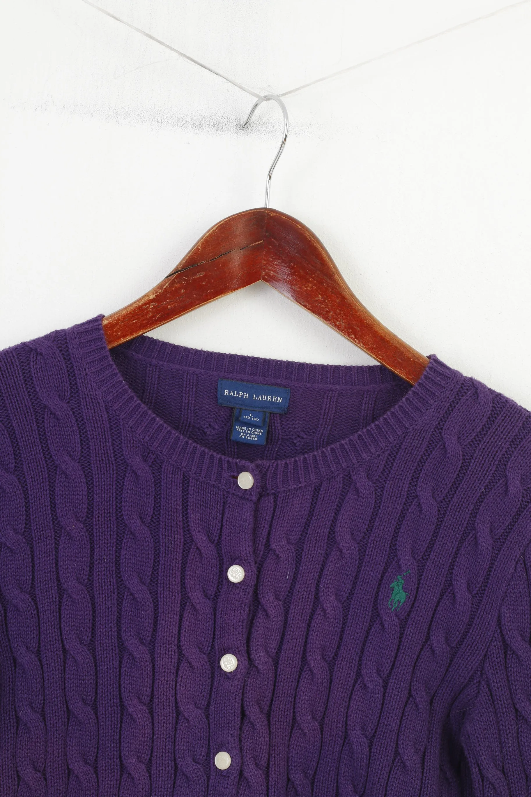 Ralph Lauren Girls L 12 Age Jumper Purple Bottoms Crew Neck Cotton Vintage Classic Top