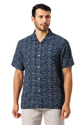 Relaxed Fit Viscose Linen Printed Halfsleeves Shirt