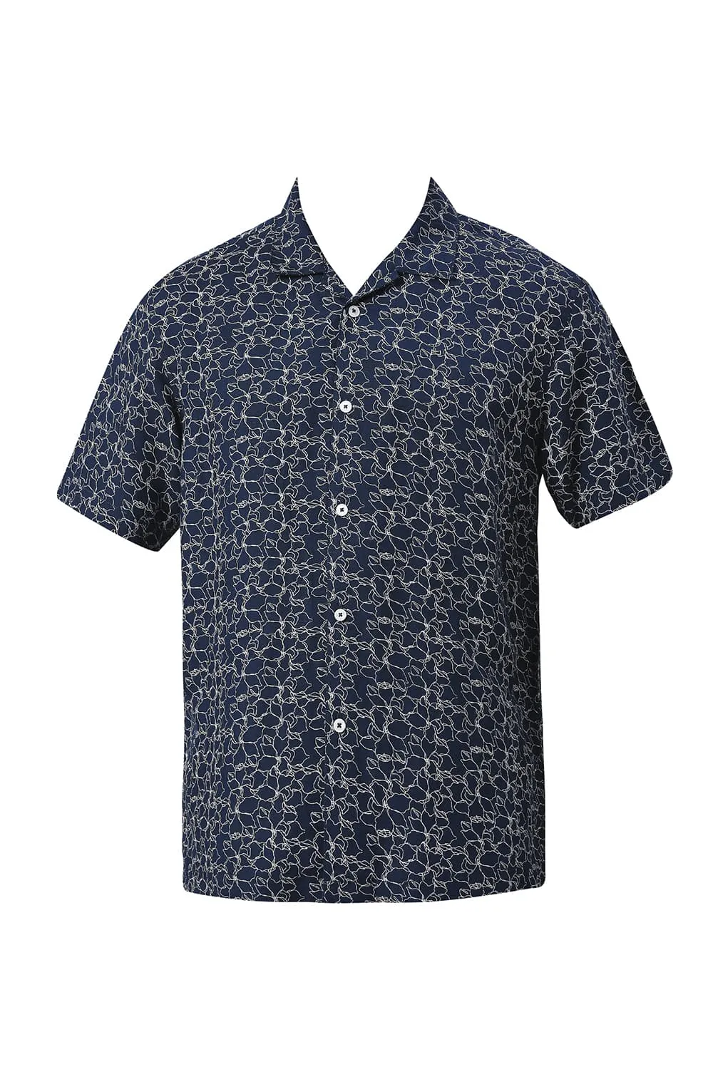 Relaxed Fit Viscose Linen Printed Halfsleeves Shirt