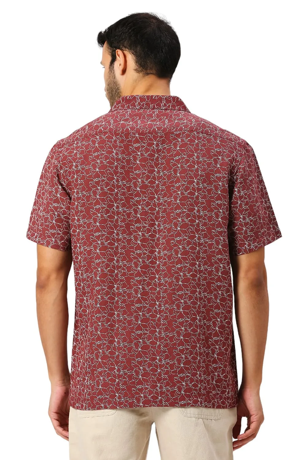 Relaxed Fit Viscose Linen Printed Halfsleeves Shirt