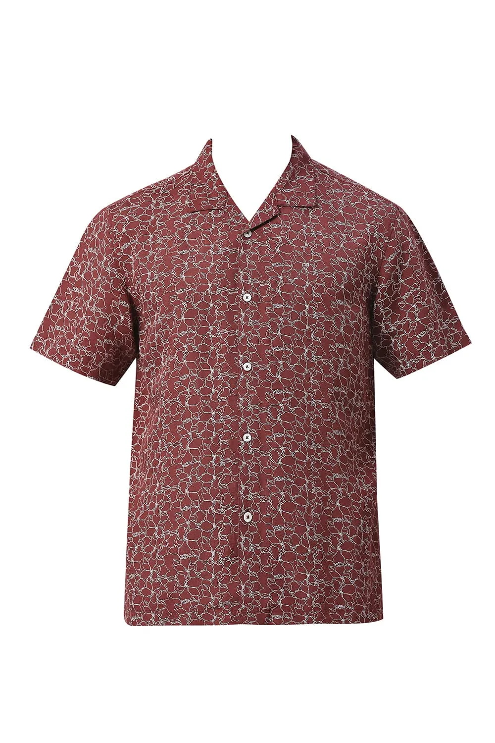 Relaxed Fit Viscose Linen Printed Halfsleeves Shirt