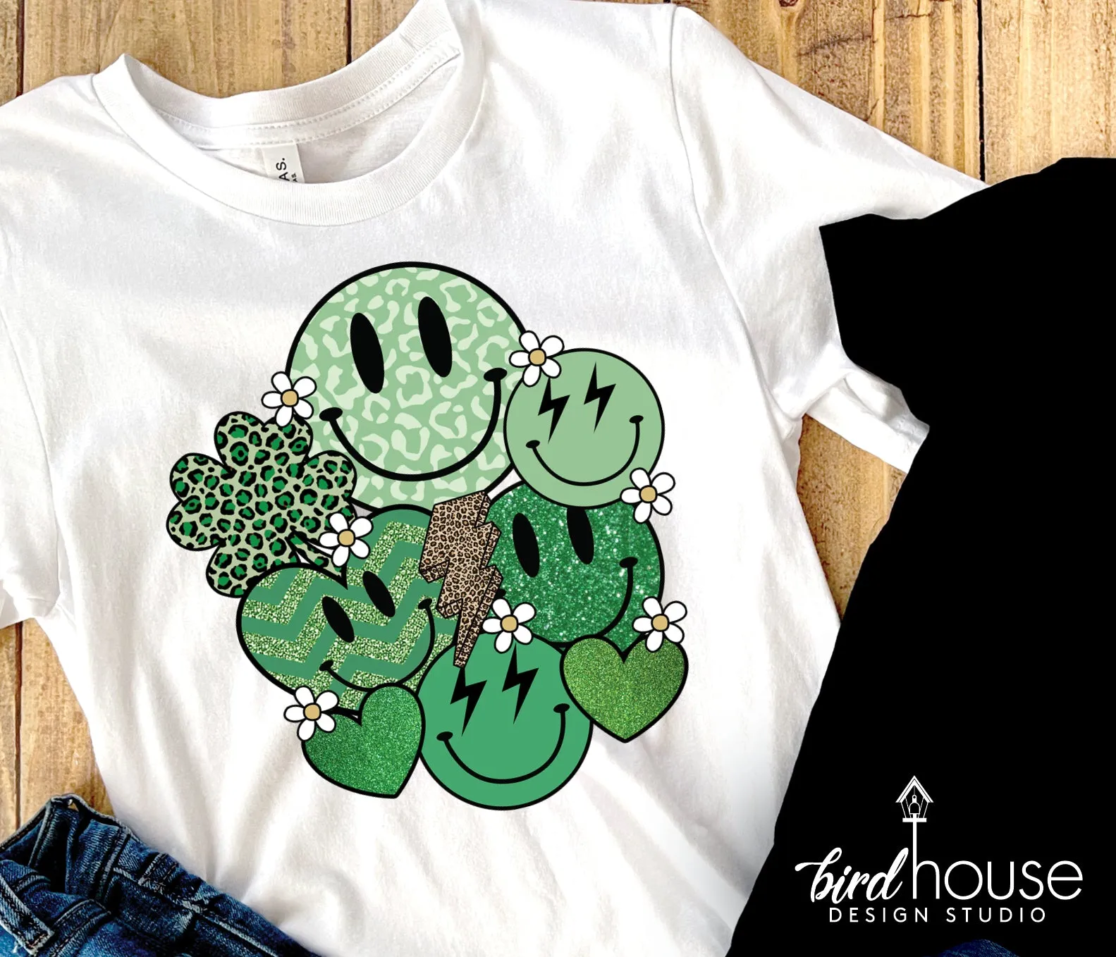 Retro Smiley Face Shirt, Cute St. Patricks day Graphic Tee