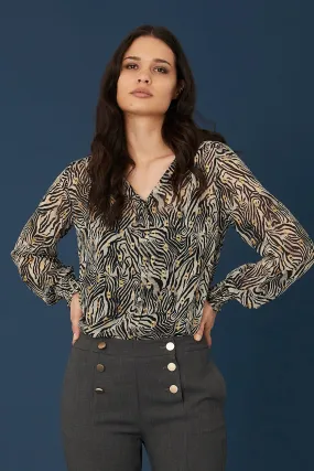 Rue De Femme Animal print shirt with gold detials 7239