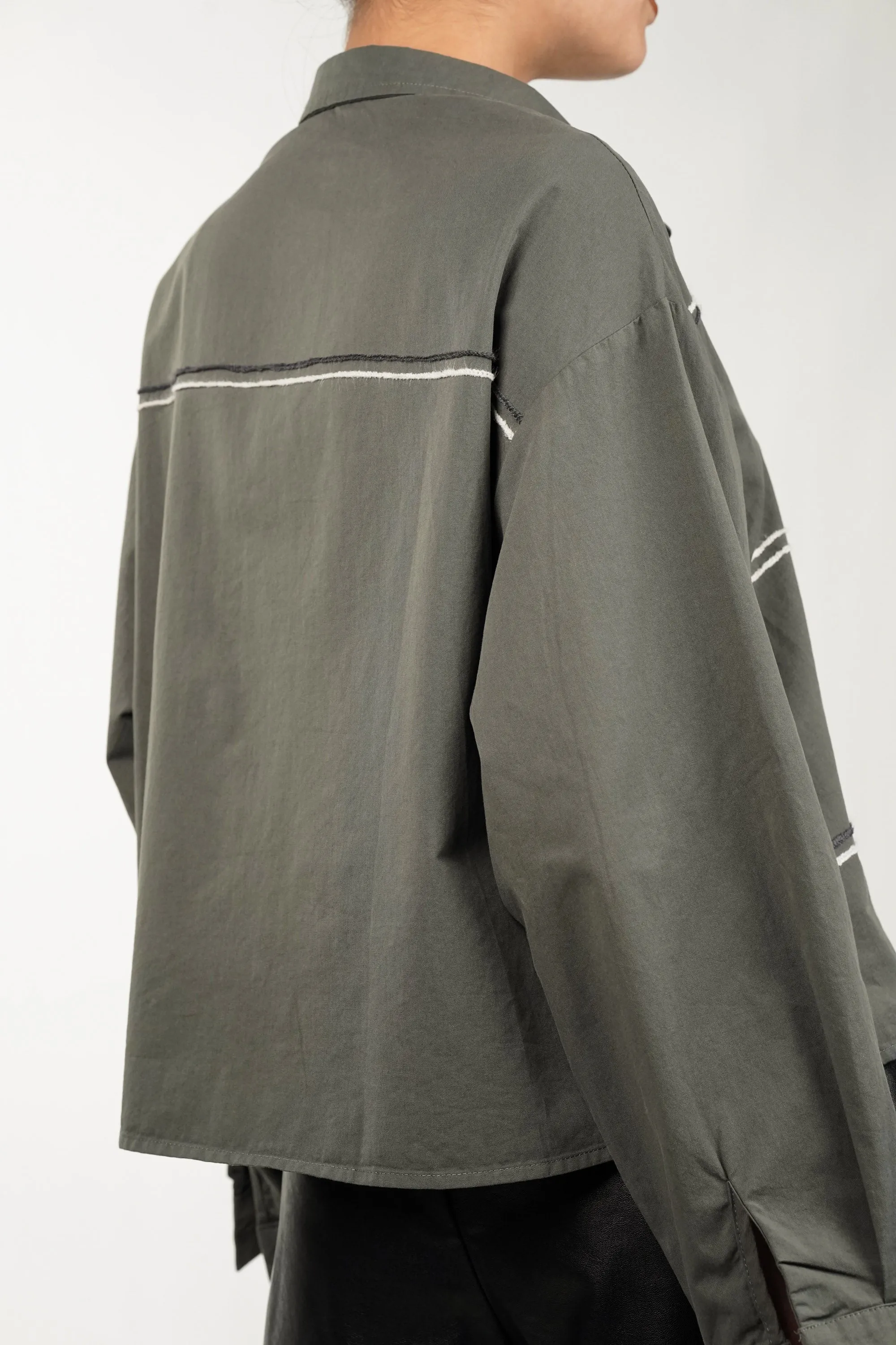 Sage Green Shirt With Thread Embroidery