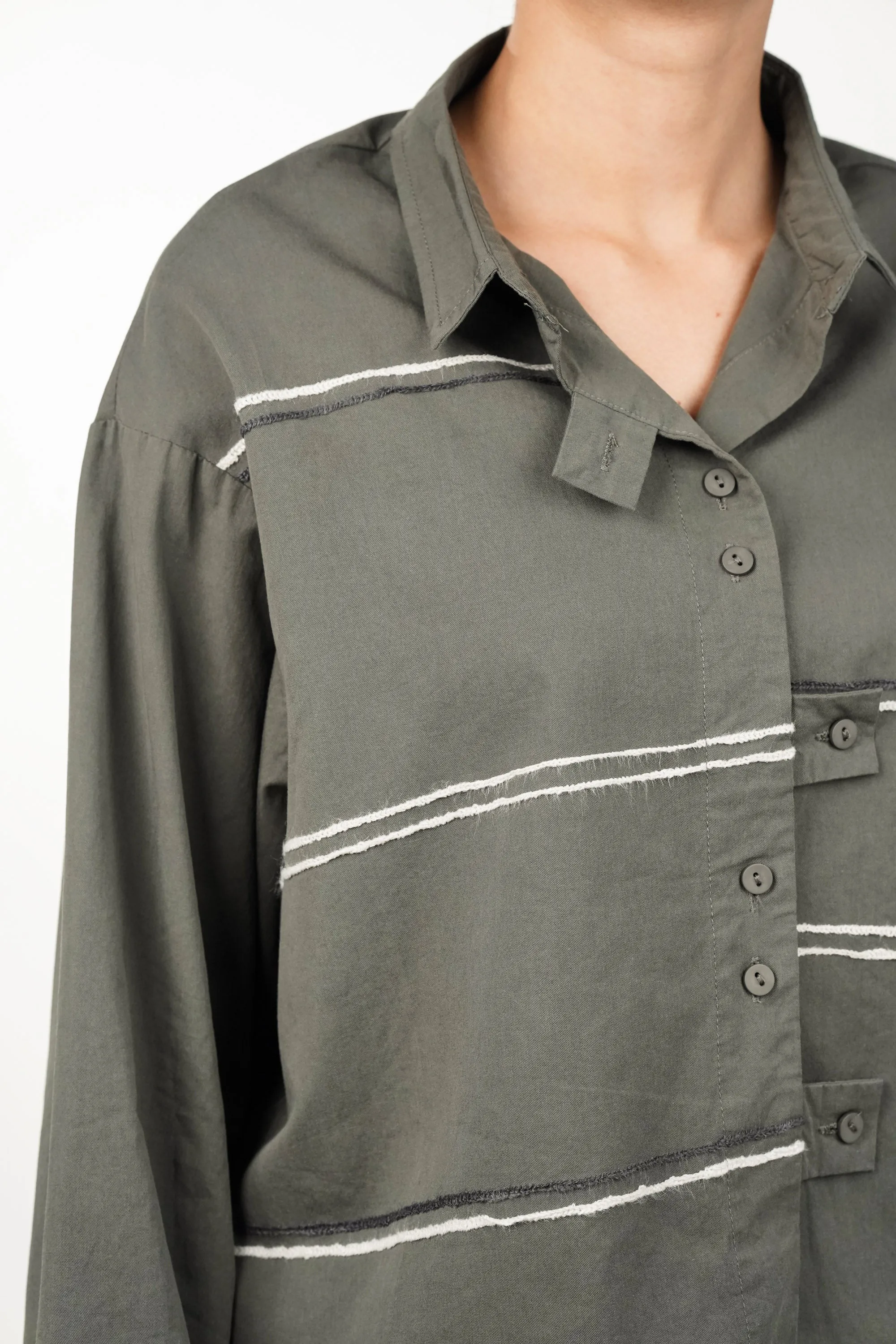 Sage Green Shirt With Thread Embroidery