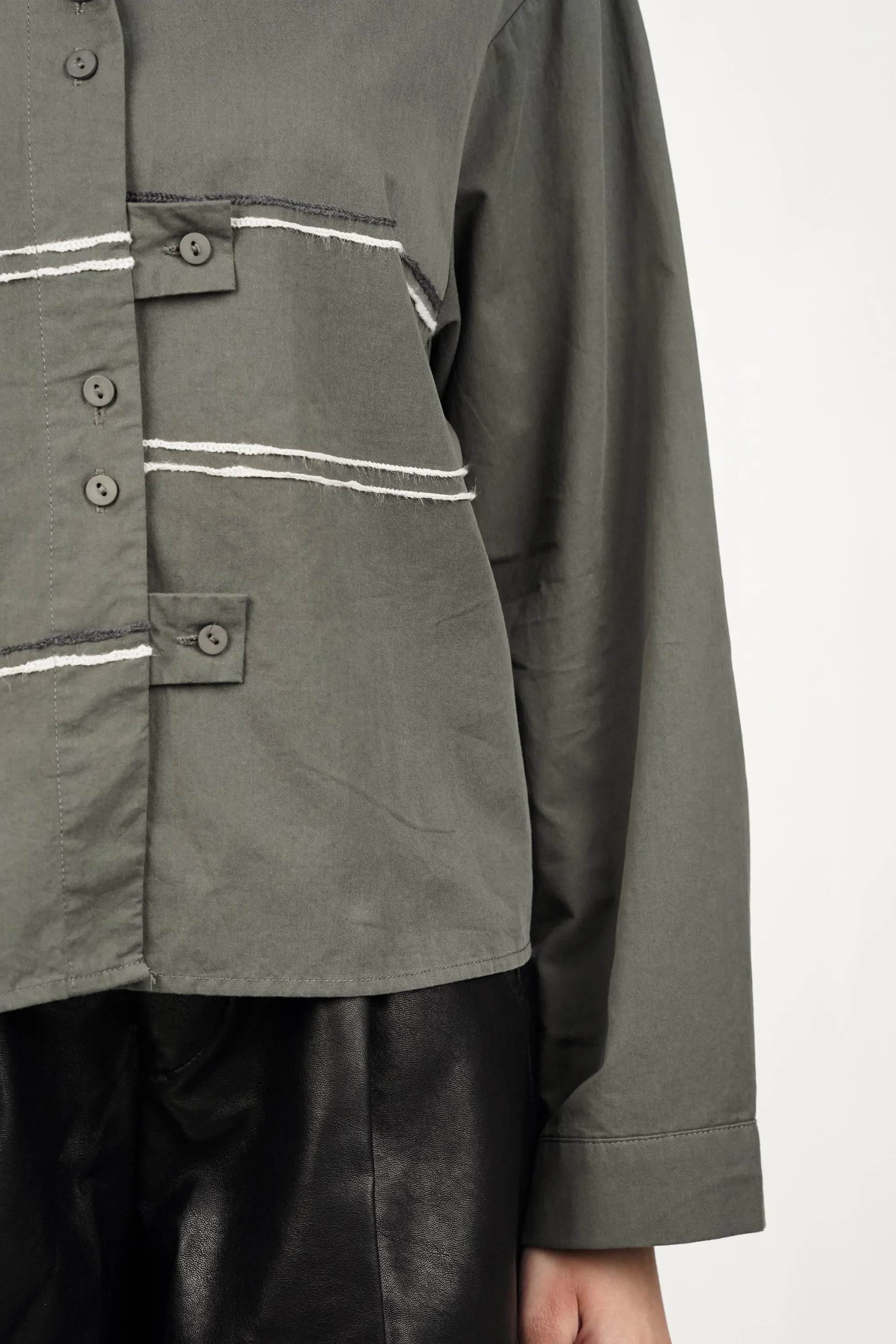 Sage Green Shirt With Thread Embroidery