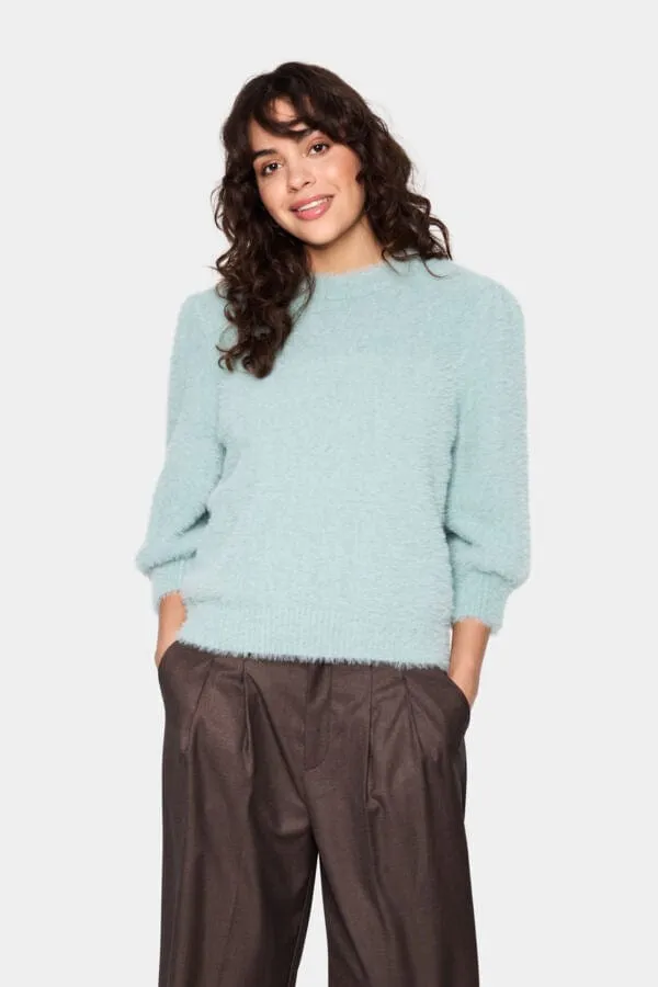 Saint Tropez Fluffy Short Jumper Duck Egg Blue