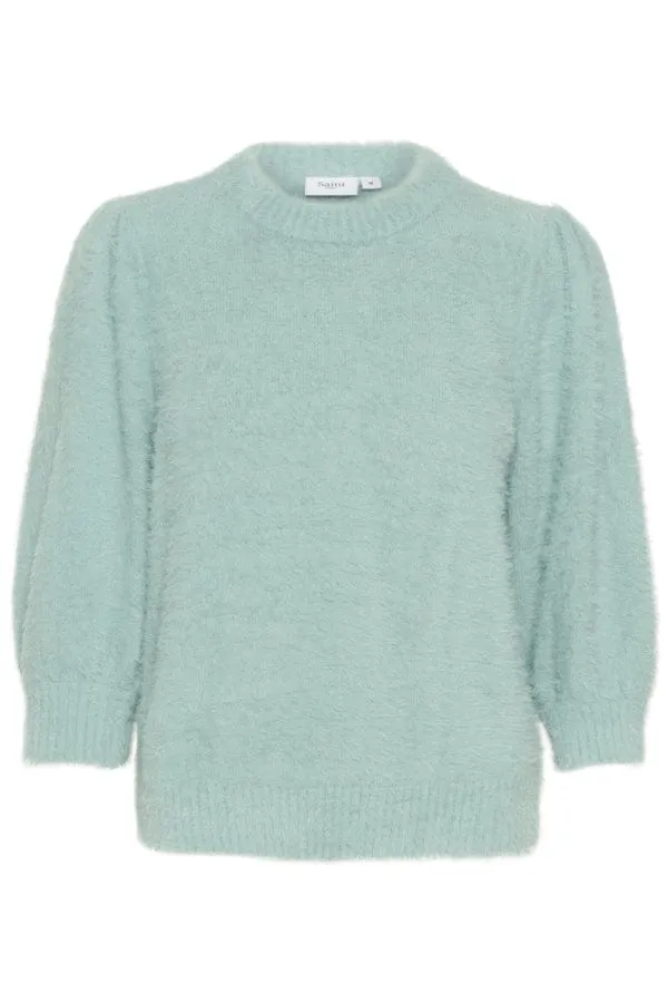 Saint Tropez Fluffy Short Jumper Duck Egg Blue
