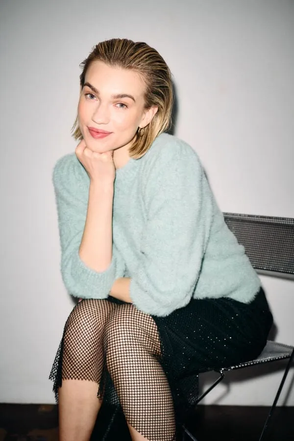 Saint Tropez Fluffy Short Jumper Duck Egg Blue