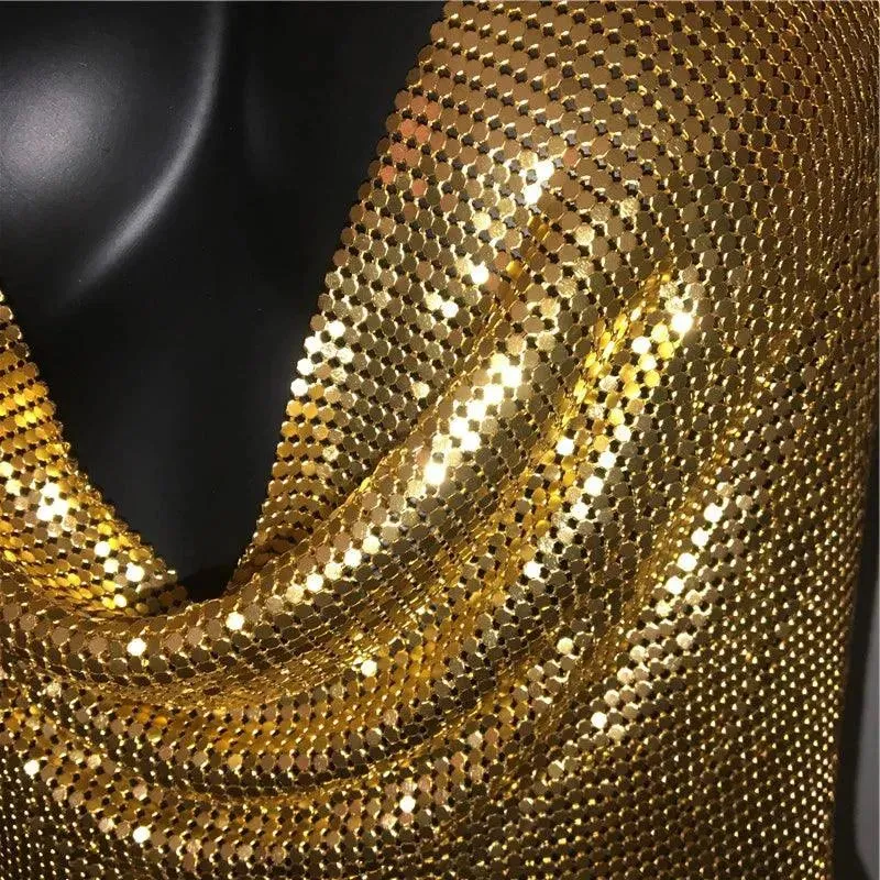 Sequin Crop Tops Sexy Metallic Tank Top Womens Gold Silver Backless for Summer Beach Club Fashion