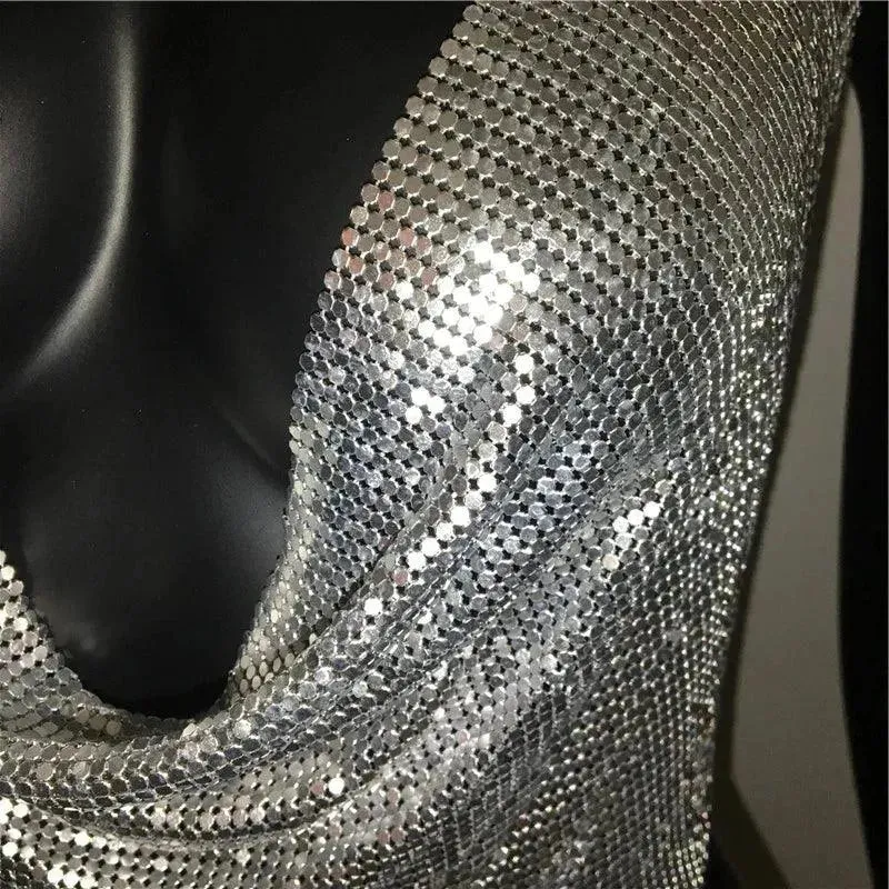 Sequin Crop Tops Sexy Metallic Tank Top Womens Gold Silver Backless for Summer Beach Club Fashion