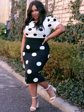 Short-Sleeve Polka-Dot Sweater Dress - The NY&C Legacy Collection
