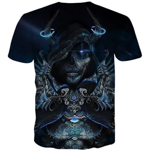 Skull T shirts Men Military Tshirts Casual Terror Tshirts Novelty Gothic Shirt Print Punk Rock T shirts Funny Short Sleeve