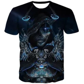 Skull T shirts Men Military Tshirts Casual Terror Tshirts Novelty Gothic Shirt Print Punk Rock T shirts Funny Short Sleeve
